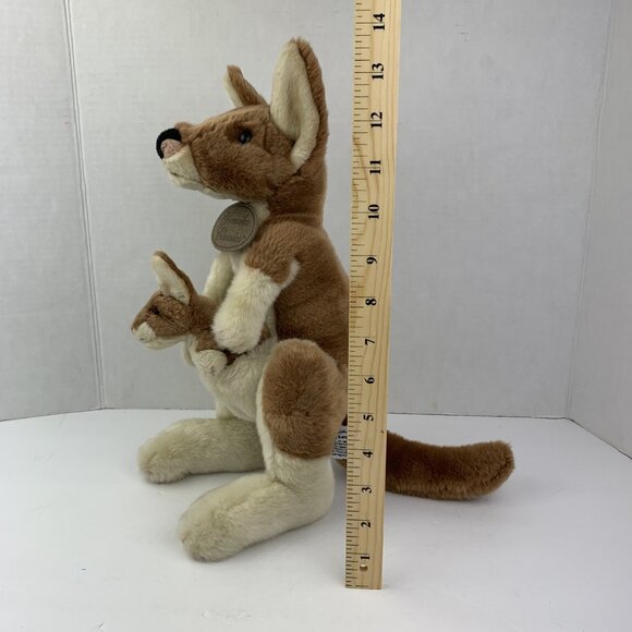 VTG Russ Berrie Mommy & Joey Kangaroo Pocket Plush Stuffed Animal 14" - Picture 9 of 9